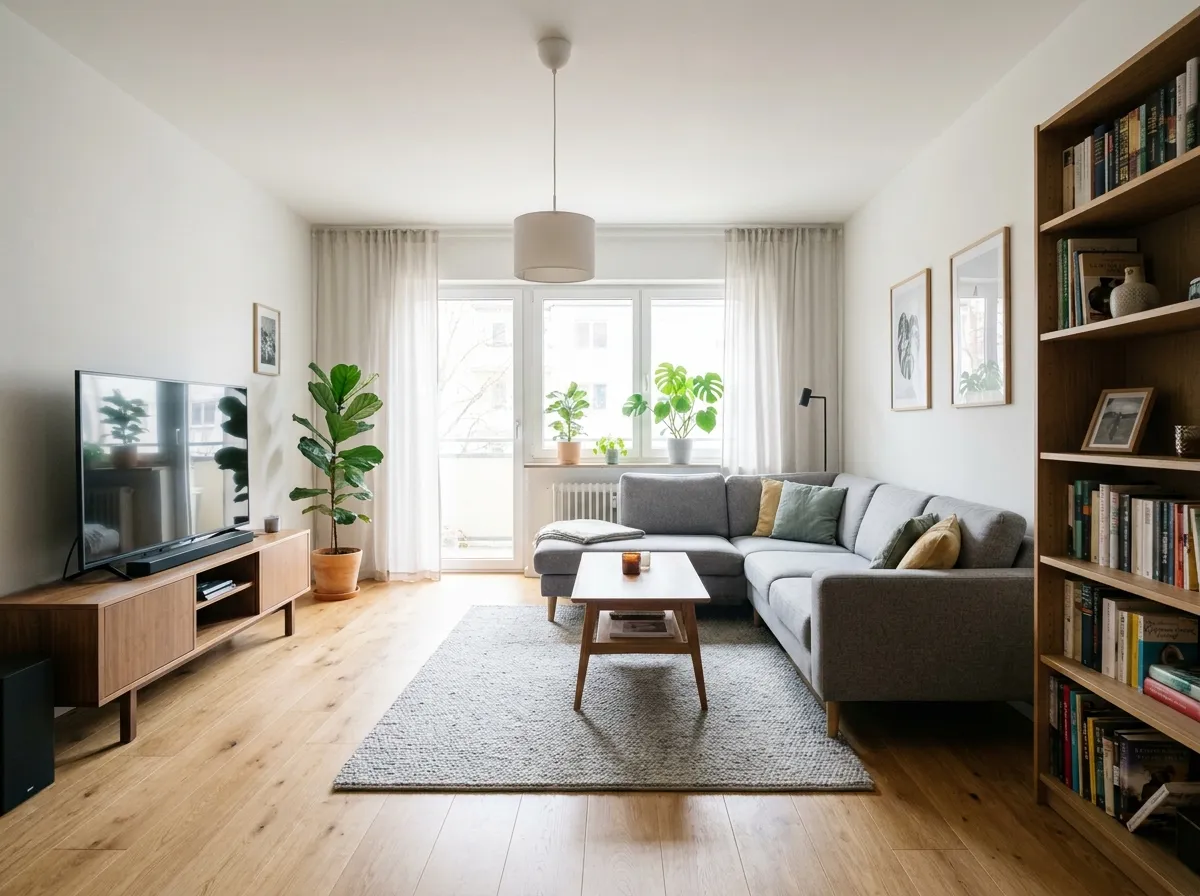 Möbliertes Wohnzimmer – vorher